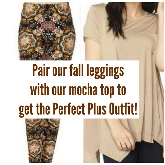 $8 SALE - BROWN MULTI COLORED  PLUS LEGGINGS - Picture 5 of 7